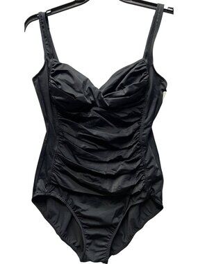 Trimshaper Womens Size 16 One-Piece Black Swimsuit Shaping & Supportive Design